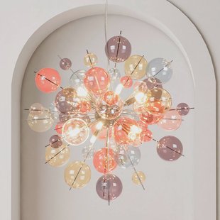 Näve Hanglamp Explosion, Ø 65 cm, glas, pastelkleurig, G9
