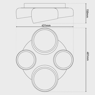 Näve LED plafondlamp Eliora, 4-lamps, wit, CCT, afstandsbediening