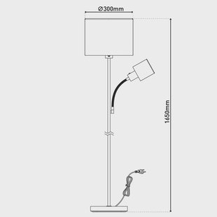 Näve Vloerlamp Filomena, bruin/zilver, textiel, leesarm, E27, E14