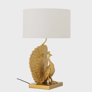 Peacock tafellamp, polyresin, goud, wit Bloomingville - Woonkamer - Kunststof - 1 lamp