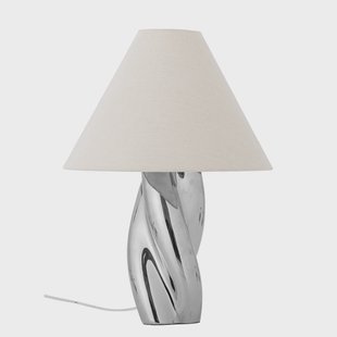 Silva tafellamp, aardewerk, linnen, zilver Bloomingville - Woonkamer - Modern - Keramiek - 1 lamp