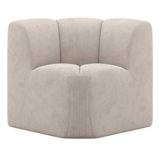 WOOOD Mojo Eetbankje 84 cm Met Rugleuning - Ribstof - Ecru