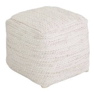 MUST Living Pouf Asuri Ivory ,40x40x40 cm, ivory, 80% wool 20% cotton
