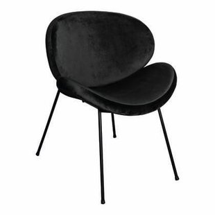 PTMD Janne Velvet Zwart eetkamer stoel metalen poo