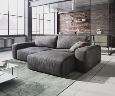 DELIFE Hoeksofa Lanzo 230x155 cm kunstleer vintage antraciet met variabele recamière