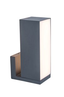Lutec Cuba - buiten wandverlichting - slimme verlichting - Lutec Connect - 9,3 x 14,4 x 25,6 cm - 15W LED incl. - IP54 - donkergrijs