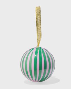 HEMA Kerstbal 6cm papier brede strepen groen-roze (multi)