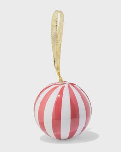 HEMA Kerstbal 6cm papier brede strepen wit-rood (multi)