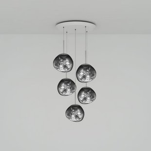 Melt Mini Round hanglamp chroom, Ø 73 cm 5-lamps Tom Dixon - Woonkamer - Designer - Kunststof - Meerdere lampen