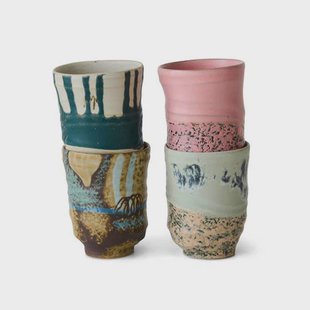 HKLIVING Artist ceramics mok (Ø7,2 cm) (set van 4)