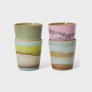 HKLIVING koffiekopje 70s (Ø7,5 cm) (180 ml) (set van 4)