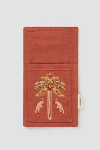 Donkerrood bestekzakje met palmboom