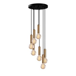 Giga Meubel - Hanglamp Goud Metaal - 7-Lichts - 40x40x136cm - Tempo