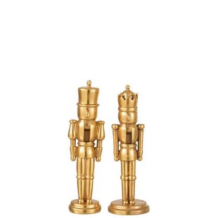 J-Line figuur Notenkraker - polyresin - goud - small - 2 stu