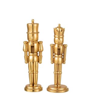 J-Line figuur Notenkraker - polyresin - goud - medium - 2 st