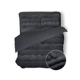 Eleganzzz Dekbedovertrek Jacquard Teddy Pluche - dark grey