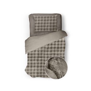 Eleganzzz Dekbedovertrek Shiny Bubble Pom Pom Flanel Fleece - beige