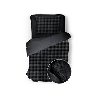 Eleganzzz Dekbedovertrek Shiny Bubble Pom Pom Flanel Fleece - black