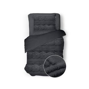 Eleganzzz Dekbedovertrek Jacquard Teddy Pluche - dark grey