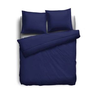 Eleganzzz Dekbedovertrek Uni Perkal Katoen Met Bies - donker blauw