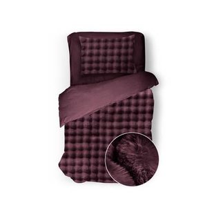 Eleganzzz Dekbedovertrek Shiny Bubble Pom Pom Flanel Fleece - bordeaux