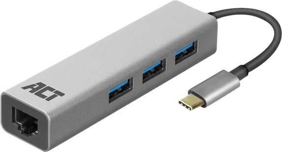 ACT USB-C 3-poorts hub met ethernet