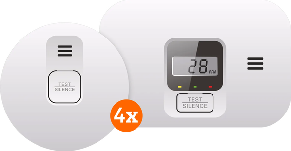 ELRO Blue Line CBFS36 Rookmelder 4-pack + Koolmonoxidemelder