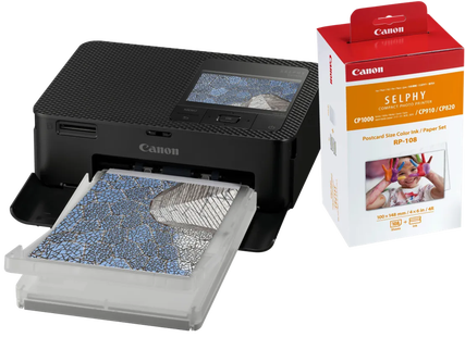 Canon SELPHY CP1500 Zwart + Canon RP-108 Inkt Cassette/Papier Set 108 vel