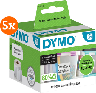 DYMO Verwijderbaar Etiket 32x57mm 1000 stuks 5-pack
