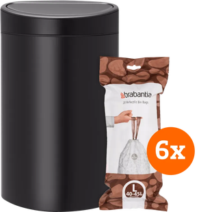 Brabantia Touch Bin 40 Liter Matt Black + Vuilniszakken (120 stuks)