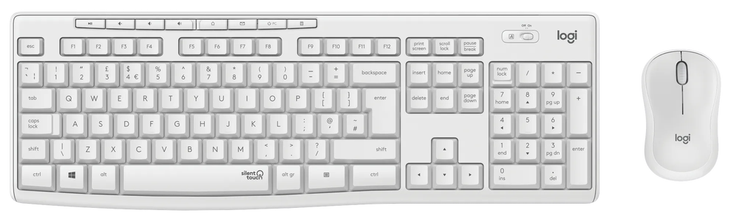 Logitech MK295 Silent Draadloze Toetsenbord en Muis Wit QWERTY