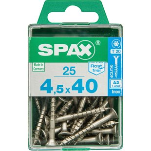 Spax Universele Schroef T-star Rvs Verzonken Kop Torx T20 - 4,5x40mm - 25 Stuks