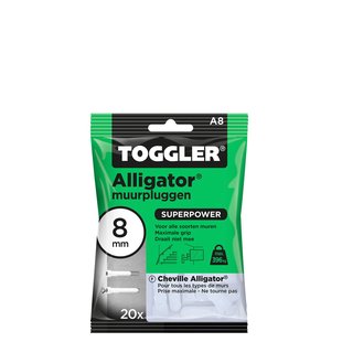 Toggler Muurplug Alligator Kunststof - Diameter 8 Mm - 20 Stuks