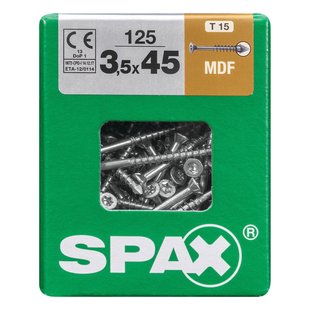 Spax Spaanplaatschroef T-star Wirox Verzonken Kop Torx T15 - 3,5x45mm - 125 Stuks