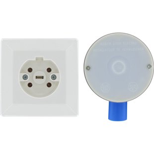 Kopp Wandcontactdoos Perilex Inbouw Wit + Inbouwdoos