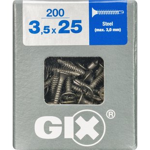 Spax Gipsplaatschroef Gix Gefosfateerd Zwart Trompetkop Phillips Ph2 - 3,5x25mm - 200 Stuks