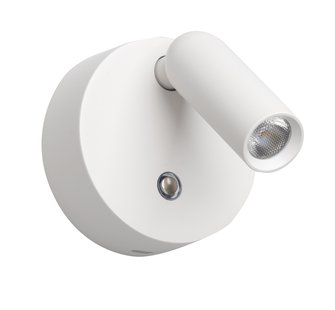 ETH Wispo - wandlamp - oplaadbaar via USB-kabel - Ø 9,5 x 3 cm - 3W dimbaar LED incl. - wit