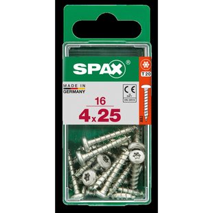 Spax Universele Schroef Staal Ronde Kop Torx T20 - 4x25mm - 16 Stuks