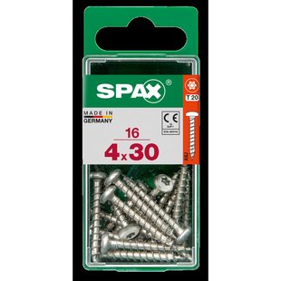 Spax Universele Schroef Staal Ronde Kop Torx T20 - 4x30mm - 16 Stuks