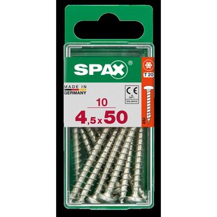 Spax Universele Schroef Staal Ronde Kop Torx T20 - 4,5x50mm - 10 Stuks