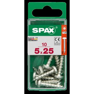 Spax Universele Schroef T-star Wirox Ronde Kop Torx T20 - 5x25mm - 10 Stuks
