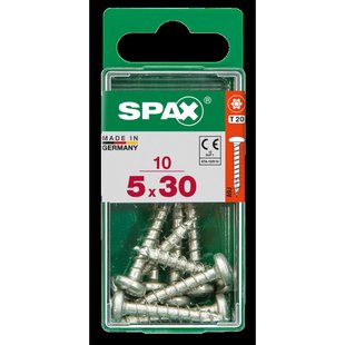 Spax Universele Schroef T-star Wirox Ronde Kop Torx T20 - 5x30mm - 10 Stuks