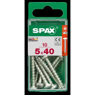 Spax Universele Schroef T-star Wirox Ronde Kop Torx T20 - 5x40mm - 10 Stuks