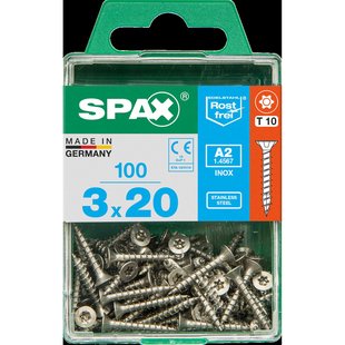 Spax Universele Schroef T-star Verzonken Kop Torx T10 - 3x20mm - 100 Stuks