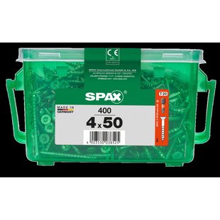 Spax Universele Schroef T-star Wirox Verzonken Kop Torx T20 - 4x50mm - 400 Stuks + Bit