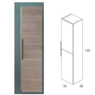 Royo Hoge Badkamerkast Indus 35cm - Berkenhout Houtlook - Met 2 Deuren - 35x150x30cm