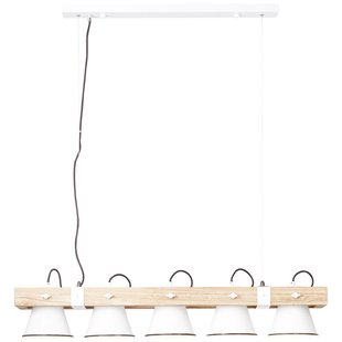 Brilliant Hanglamp Plow Wit Hout 5xe27