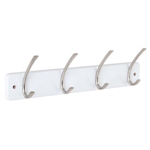Hangrail 450x130mm 4 Haken Mdf Wit/mat Nikkel