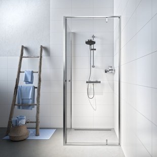 Sealskin - Douchedeur + Zijwand Contour 90 X 200cm - Geborsteld Staal Profiel - 6 Mm Helder Glas