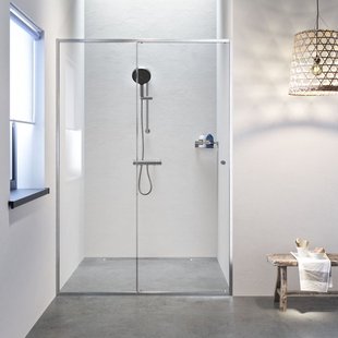 Sealskin - Douche Schuifdeur Contour 120 X 200cm - Geborsteld Staal Profiel - 6 Mm Helder Glas